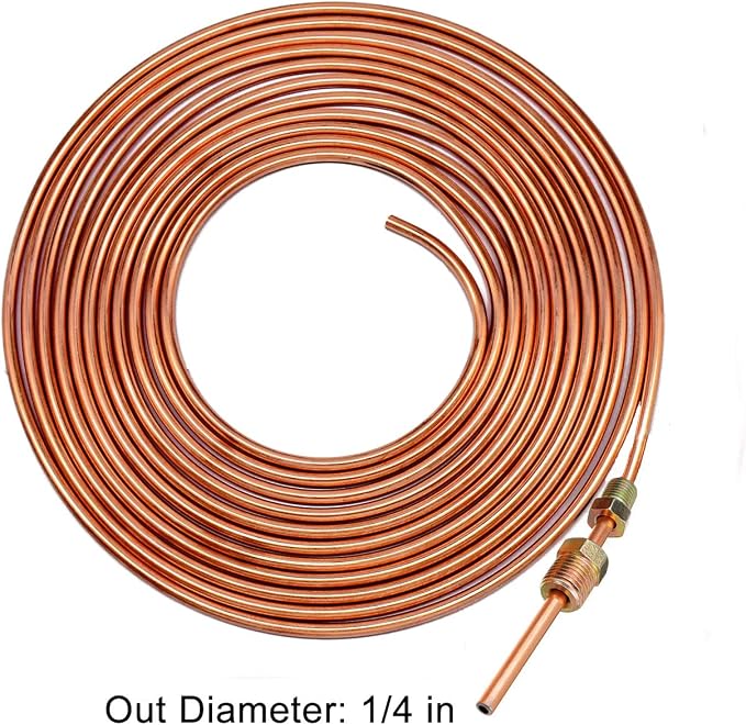 MuHize 1/4 Brake Line - Upgraded 25 Ft. Brake Line Kit(2026 New), 1/4 Flexible Copper Coated Brake Line Tube Roll(Includes 16 Inverted Flare Fittings)