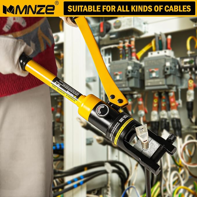 16 Ton Hydraulic Cable Lug Crimper Pliers 6 AWG to 600 MCM Hand Operated Hydraulic Crimping Tool Kit Wire Terminal Lug Battery Crimping Crimper with 11 Dies
