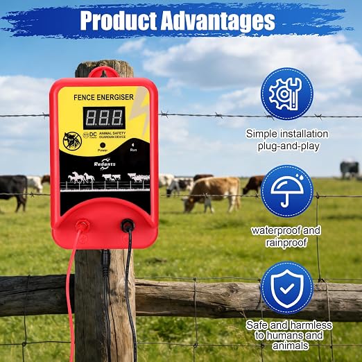 Electric Fence Charger for Livestock, Electric Fence Charger, Fence Energizer 12KV Effectively Repel Predators, Fence Charger Ensure Secure Livestock Containmen,Supply for Diverse Farm Needs