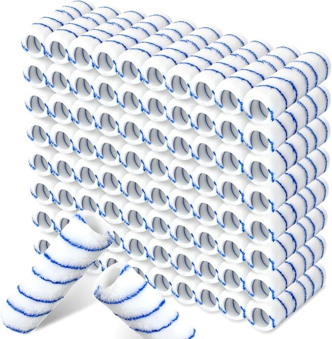 Leumoi 80 Pieces 9 Inch Paint Roller Covers 1/2 x 9 Inch Microfiber Paint Brush Roller Kit Naps House Painting Supplies for Wall House Home Repair Tools(Blue Stripe)