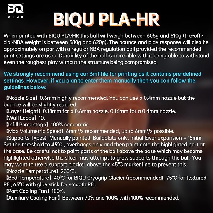 BIQU PLA-HR Flexible 3D Printer Filament Specifically for Printing Airless Basketballs, 1.75mm 1KG Spool (2.2lbs), Triple Color Filament for Most FDM 3D Printer, Yellow-Orange-White
