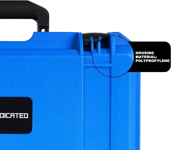 Waterproof Camera Hard Case, Shockproof & Dustproof with Custom Foam, Lockable Box for Drone, DSLR, Laptop, Tools 16.14"x13.19"x6.89" Blue