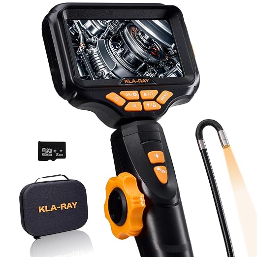 US23-MD62 Two-Way Articulating Borescope with Light, Industrial Endoscope Inspection Camera with 6.2mm Articulated Probe, Flexible Mechanic Snake Scope for Automotive Engine - 3.3FT