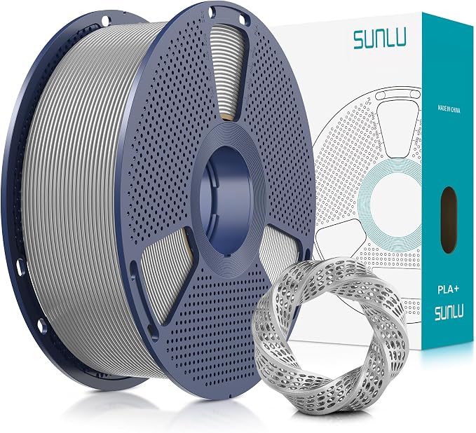SUNLU 3D Printer Filament PLA Plus 1.75mm, SUNLU Neatly Wound PLA Filament 1.75mm PRO, PLA+ Filament for Most FDM 3D Printer, Dimensional Accuracy +/- 0.02 mm, 1 kg Spool(2.2lbs), Silver
