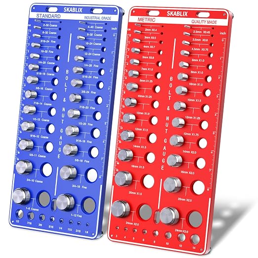 68 Nut and Bolt Thread Checker - 26 Standard and 26 Metric Bolt Checker and 16 Drill Bit Gauges, Bolt Size and Thread Gauge, Bolt Size Finder, Wall-Mountable Bolt and Nut Identifier Gauge