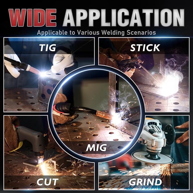 YESWELDER Large View Auto Darkening Welding Helmet, Blue Light Blocking, 1/1/1/1 True Color Solar Powered Welder Hood Mask with 4 Arc Sensors, Wide Shade 4/5-9/9-13 for TIG MIG ARC CUT and GRIND
