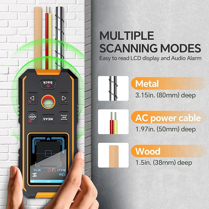 Stud Finder Wall Scanner - with Laser Distance Meter & Digital Level, 5 in 1 Rechargeable Multifunctional Stud Detector with Upgraded Sensor, HD LCD Display and Voice