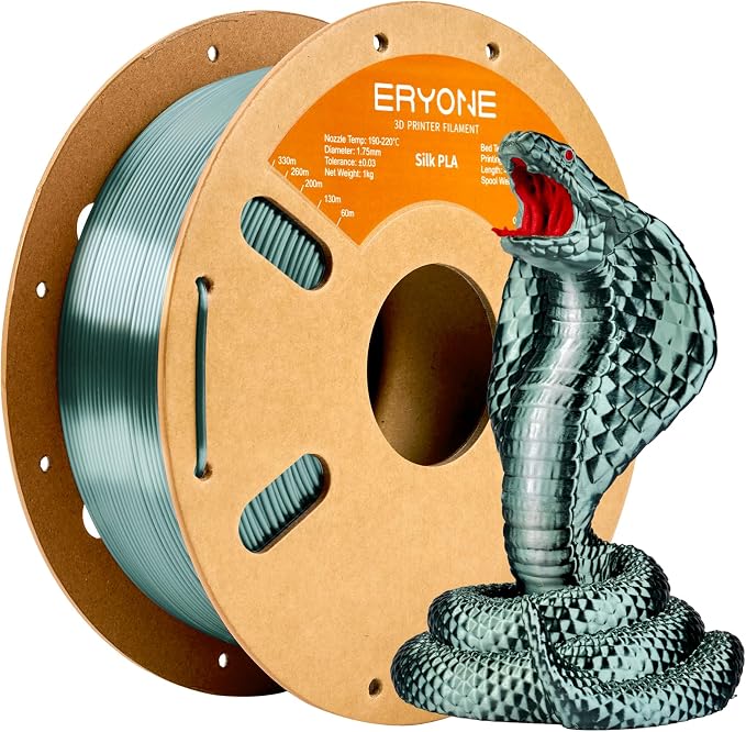 ERYONE Silk PLA Filament for 3D Printer, 1.75mm +/- 0.03mm, 1kg (2.2LBS)/Spool,Silk Emerald Green