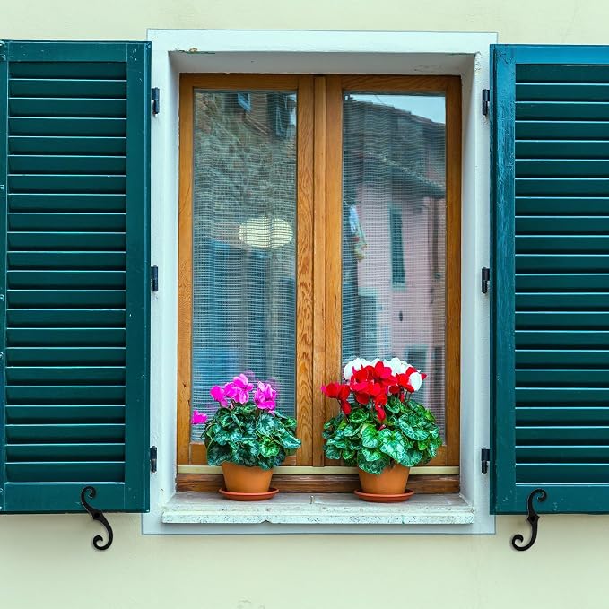 MorningRo 2pack Black S Style Shutter Dogs 6.5 Inches Shutter Dog Holders with Mounting Hardware External Shutters Tieback for Exterior Decorative (Iron)