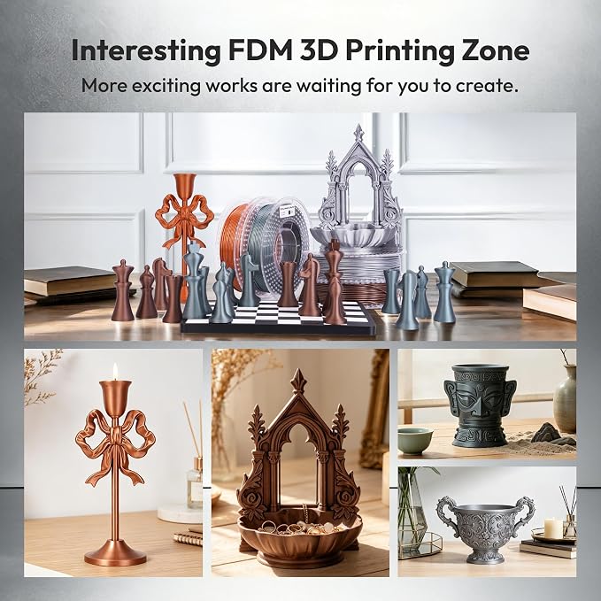 AMOLEN PLA 3D Printer Metal-Like Filament PLA Filament 1.75mm Filament Bundle,Green Bronze, Silver,Brass Bronze, Red Copper,3D Printing Filament Bundle, 200gX 4 Spools