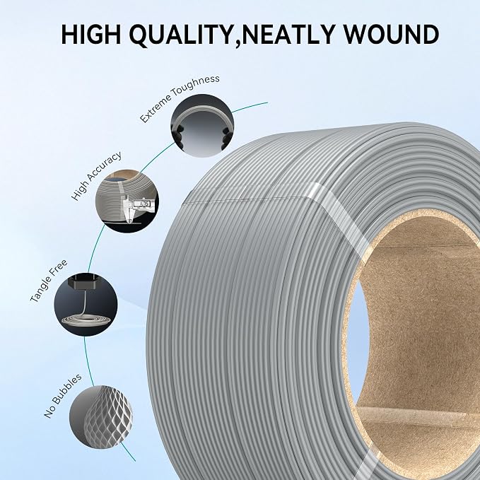 SUNLU 10KG PLA+2.0 3D Printer Filament Refill, 5KG Black and 5KG White | High Toughness PLA+ Filament Bundle, 1.75mm, Compatible with Bambu Lab 3D Printers, No Spool 1KG/Roll