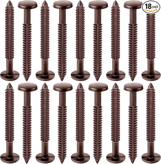 Blulu 18 Pcs 3 Inch Vinyl Shutter Fastener Window Panel Peg Lok Pin Pegs Screws Shutter Spikes Anchor (Bordeaux Red)