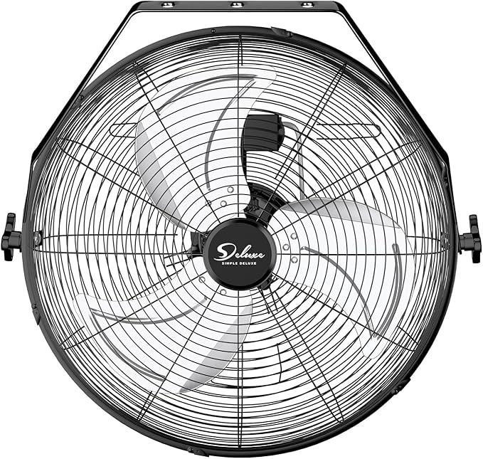 Simple Deluxe 20 Inch High Velocity 3 Speed, Black Wall-Mount Fan
