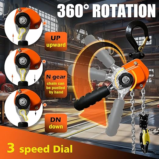 Mini Lever Chain Hoist - 1/2T 1100LBS 10FT,Manual Lever Bolck Chain Puller Come Along Tool, Alloy Steel G80 Chain Ratchet with 2 Duty Hooks,Portable and Smooth, for Lifting,Bundling and Dragging