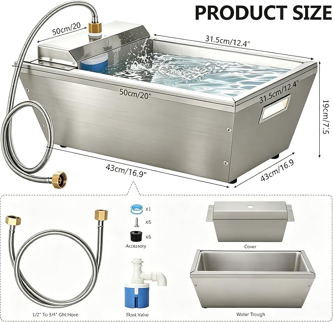 4Gal Dog Water Bowl Dispenser Large Breed Outdoor Automatic Livestock Water Trough Livestock Waterer for Large Dogs Goat Sheep Cow Horse