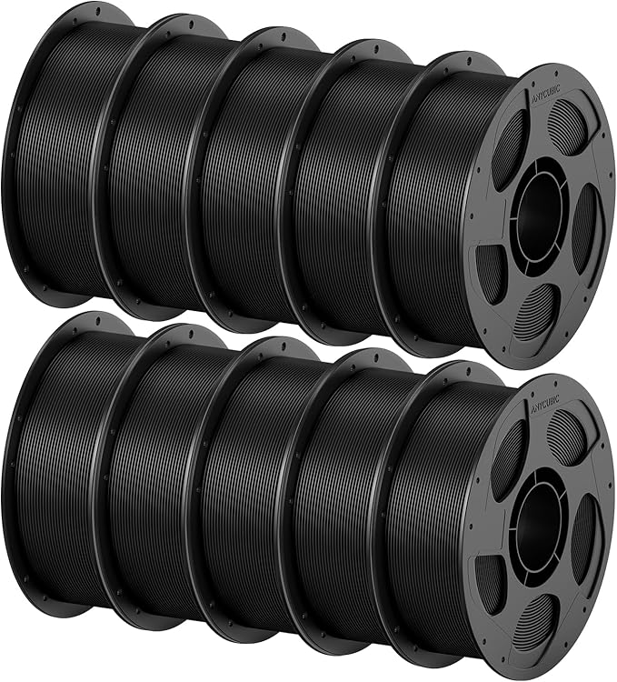 ANYCUBIC PETG Filament 1.75mm Bundle, 3D Printer Filament, Dimensional Accuracy +/- 0.02mm, Exceptional Toughness, 1KG Reusable Spool, 10KG Black