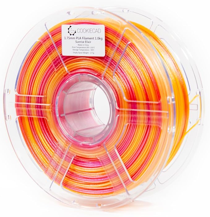 Cookiecad PLA Filament 1.75mm 1kg Iridescent Rainbow 3D Printer Filament - Sunrise Elixir PLA