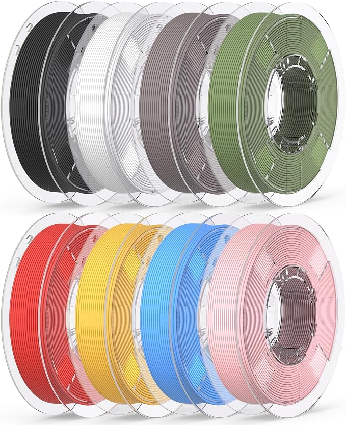 RAMBERY Matte PLA Filament Bundle 1.75mm, 8 Colors 3D Printer Filaments Dimensional Accuracy +/- 0.02mm, 8 Pack Multicolors Fit Most FDM Printers, 200gX8 Spools