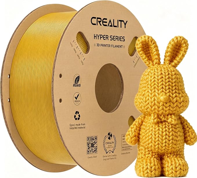 Creality Hyper PLA Filament 1.75mm 1KG(2.2lbs), High Speed PLA 30-600mm/s Rapid 3D Printer Filament, Dimensional Accuracy +/-0.02mm, Fit Most FDM 3D Printers, Gold