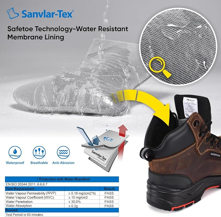 Safety Boots for Men Work Boots Waterproof Cow Leather Slip On Work Shoes Wide Fit
