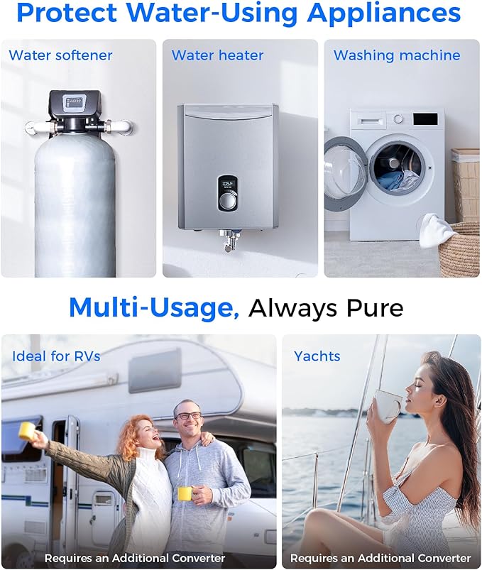 Waterdrop WF10BG Whole House Water Filter, Compatible with WHF21-BG, GE GXWH40L, FXHTC, Ispring, Culligan® RFC-BBSA, Whirlpool®, Any 10" x 4.5" System, Reduces Chlorine, Taste, Odor