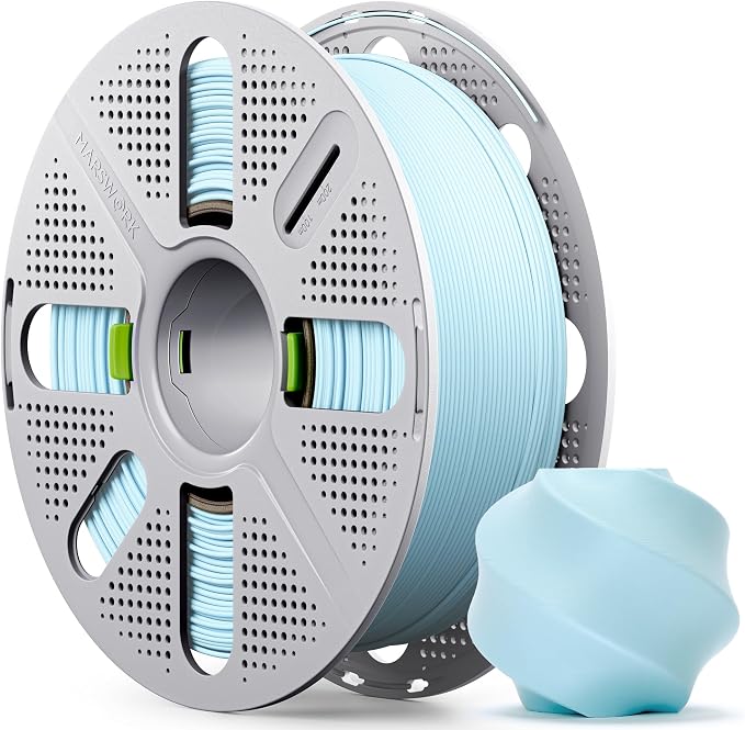 Matte Ice Blue PLA Filament with Quick-Swap Reusable Spool 1kg (2.2lbs), 1.75mm 3D Printing Filament, Compatible with Bambu Lab 3D Printers