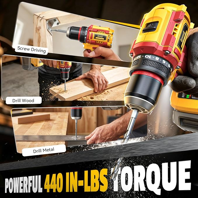 Cordless Brushless Drill Driver and Impact Driver Combo Kit Compatible with DeWalt 20V Battery(Tool Only), DIYtoolifz Brushless Power Tool Combo Set, High Torque, Compact Lightweight, 9 Bits