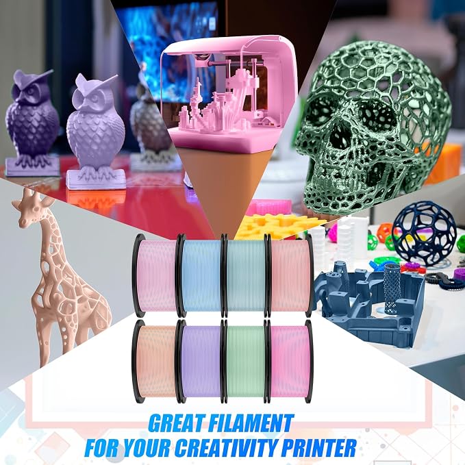 Pangda 3D Printer Filament Bundle 1.75mm Multicolor Matte or Silk PLA Filament 3D Printing Material for Halloween Thanksgiving Day Christmas Easter Holiday Crafting Decorations(Macaron Color)