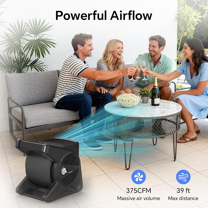shinic 15" Utility Pivoting Blower Fan, High Velocity Floor Blower with 2 120V Outlets, 3 Speeds Utility Fans Air Mover, Ideal for Work Shop Garage Gym Jobsite, Floor & Carpet Drying Use(Black)