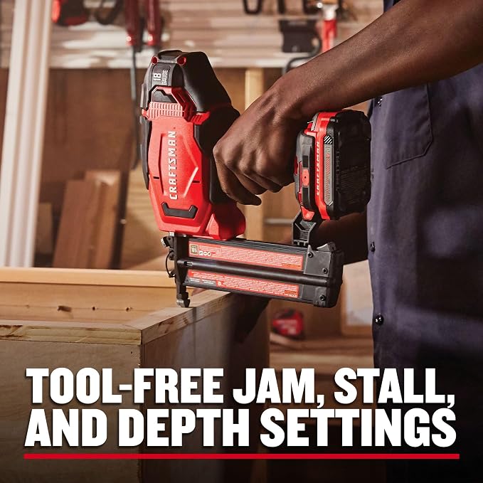 CRAFTSMAN V20 Cordless Brad Nailer, 18 Gauge Nail Gun, with Battery and Charger (CMCN618C1)
