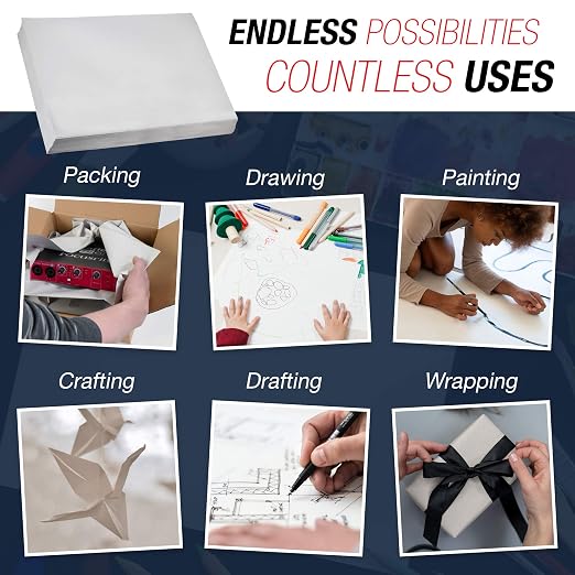 BOX USA Packing Paper Sheets 30" x 20" (1200 Sheets) - Newsprint Paper for Shipping, Storage and Moving Supplies, White