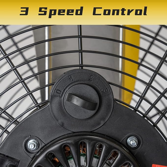 HiCFM 8200 CFM 24 inch Portable High Velocity Drum Fan With Powerful 1/3 HP Motor, Turbo Blade, 3 Speed Low Noise Design and 9ft Power Cord for Air Circulation, Convenience - UL Listed