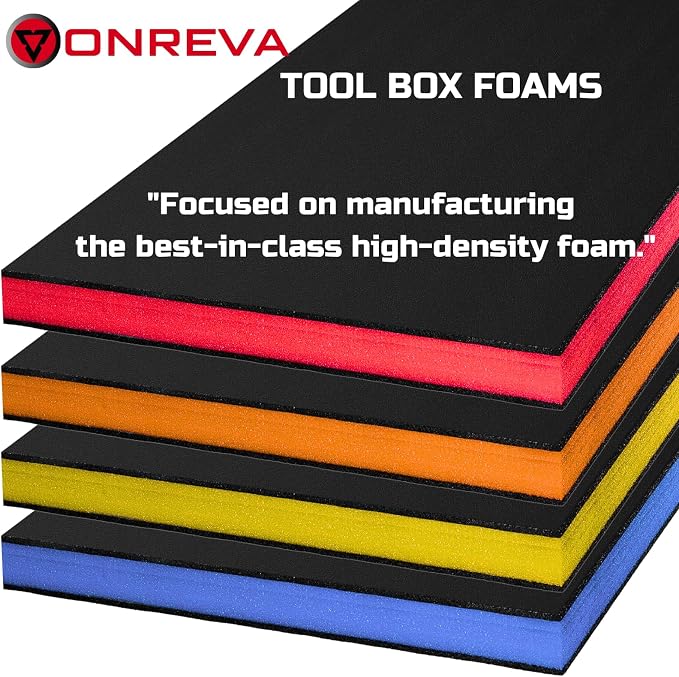 ONREVA Tool Box Foam 48x24x2 inch 2Pack, Foam Inserts for Cases, Polyethylene Storage Sheets for Toolbox Hard Case, Tool Shadow Insert, Kaizen Organizer Sheet, Black with Red