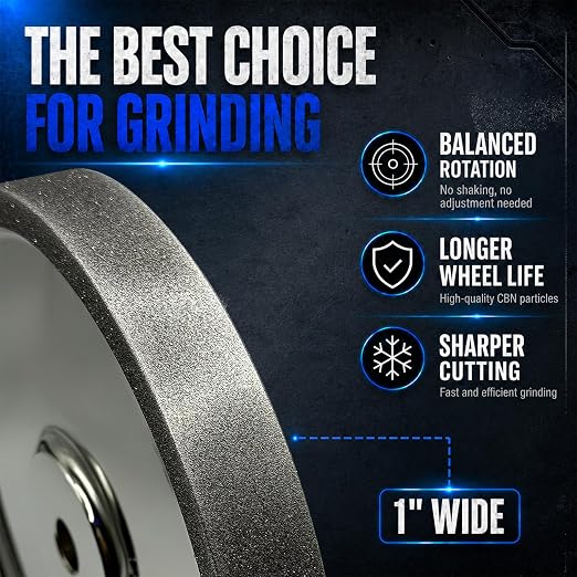 6" CBN Grinding Wheel 80 Grit for Bench Grinder, 1/2" Arbor, 1" Wide, Sharpening Wheel for HSS Tools, Lathe Chisels and Woodturning Tools