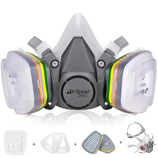 AirGearPro M-500 ABEK1-P2 Reusable Respirator Mask | Anti-Dust mask Ideal for Spray Painting, Sanding, Building work, DIY and more.