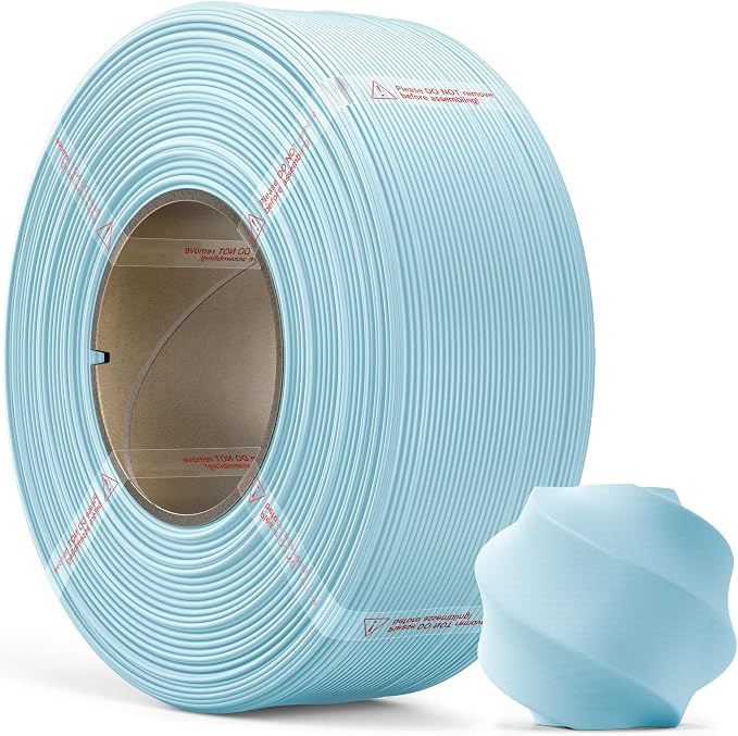 Matte PLA Refill Filament 1kg (2.2lbs) for Reusable Spools, 1.75mm Spool-Less 3D Printing Filament, Compatible with Bambu Lab 3D Printers - Ice Blue