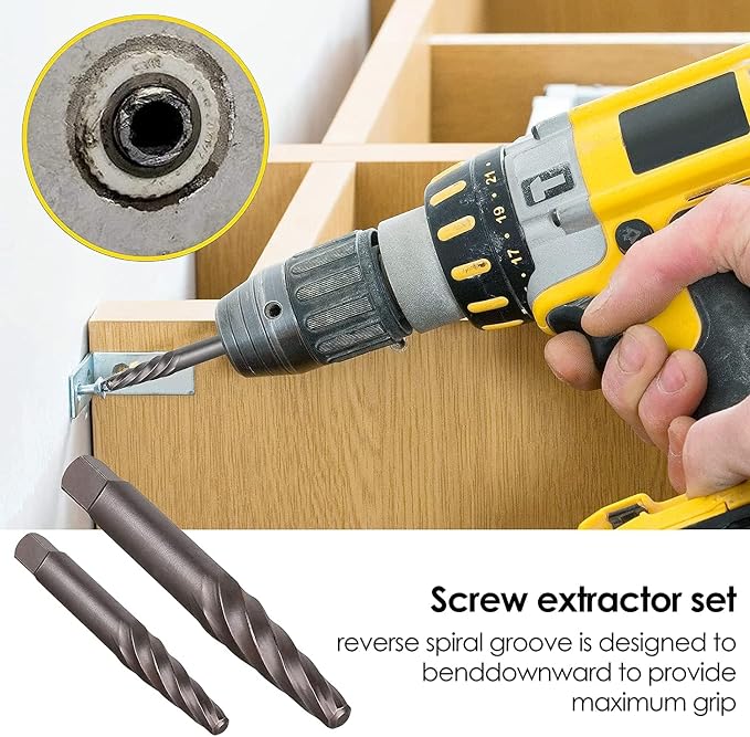 XEWEA 26PCS Screw & Bolt Socket Extractor with Left Drill Bit Set【with Hex Adapter】, Impact Easy Out Tools Stripped Screw Remover EZ Out Set for Damaged, Frozen, Rusted, Bolts, Nuts, Screws, Studs