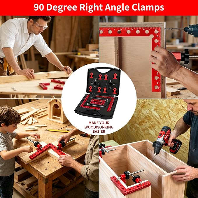 8PCS 4PCS 5.5" & 4PCS 3.14" Corner Clamps for Woodworking Precision CNC aluminum 90° clamps, for cabinets, frames, drawers, furniture. Pro & DIY essential with storage case