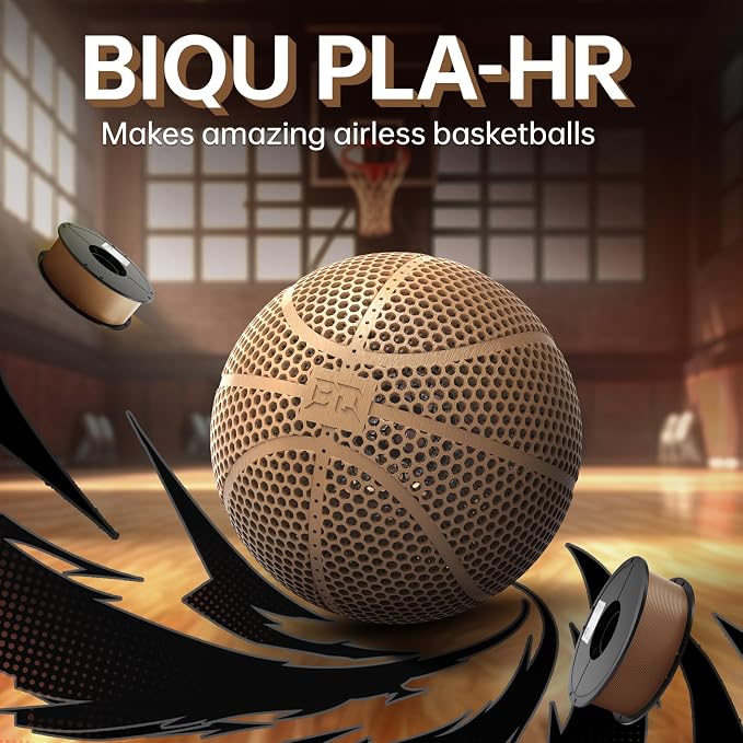 BIQU PLA-HR Flexible 3D Printer Filament Specifically for Printing Airless Basketballs, 1.75mm 1KG Spool (2.2lbs), Flexi Tough Filament Compatible with Most FDM 3D Printer (Brown)