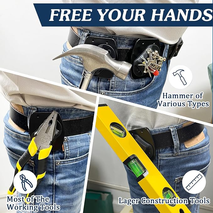 Magnetic Tool Holder, Full Metal Strong Magnetic Belt Clip Holster for Screws,Nails,Hammer,Pliers,Spanner,Sockets,Trowel and Any Magnet Hardware, Great for Electricians, Plumbers, Gift for Men/Dad