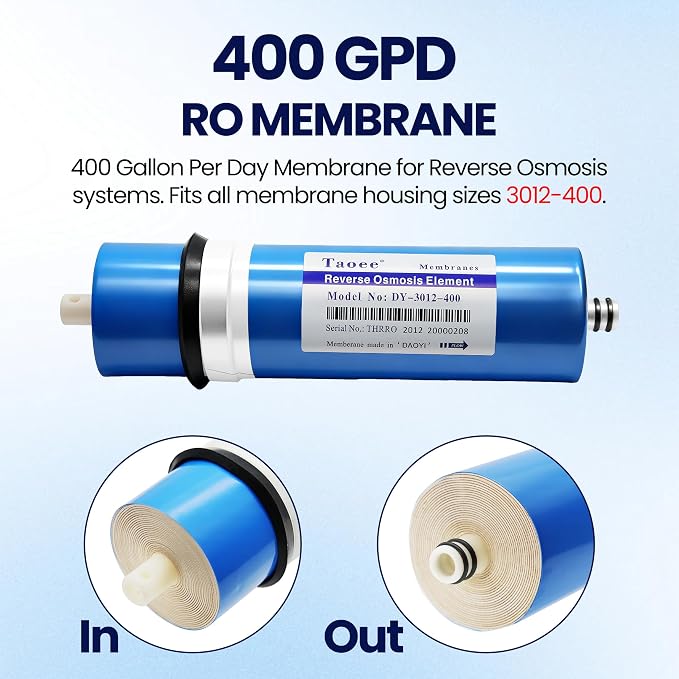 400 GPD RO Membrane Filter Reverse Osmosis Membrane 3.0"x12" Water Filter Replacement for Under Sink Home Drinking RO Water Filter System (Model RO-3012-400)