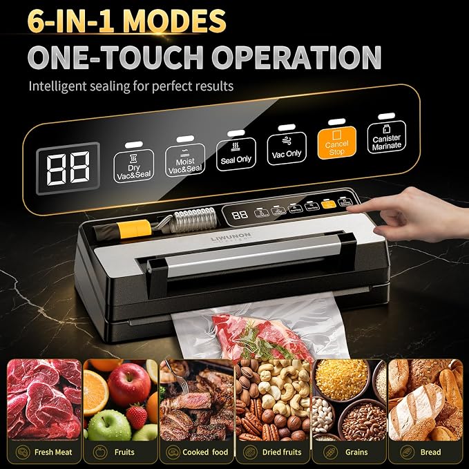 Next-Gen Vacuum Sealer Machine, Food Vacuum Sealer with Powerful Suction Pump, Dual-System for Valve&Textured Bags, Canisters & Marinate, Dual-Heat Seal for Dry&Moist Food, Built-in Cutter&Bag Storage