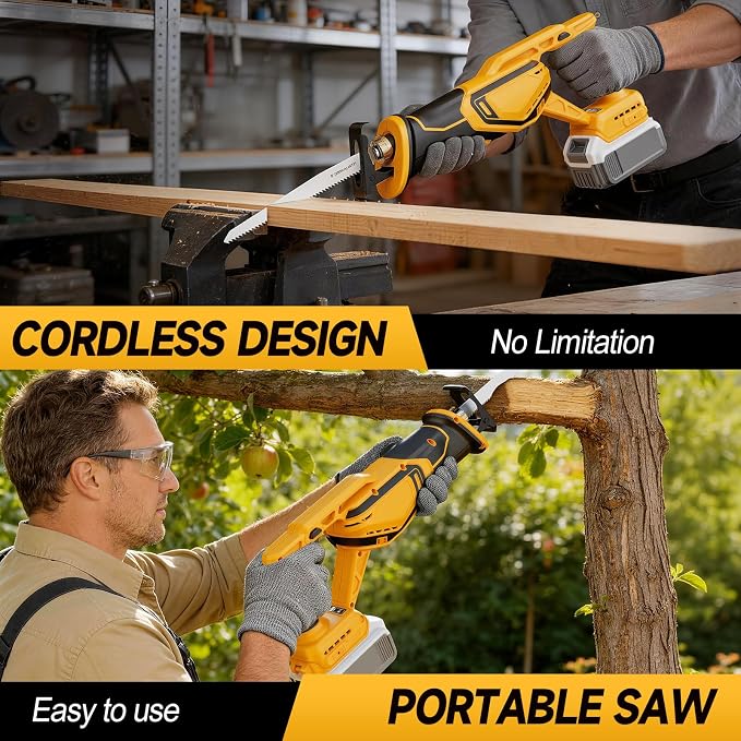 Cordless Reciprocating Saw Compatible with Dewalt 20V Max Battery, Brushless Sawzall Electric Recip Saw with 8 Blades, 0-3500 RPM Speed, for Wood/Metal/PVC Cutting, No Battery