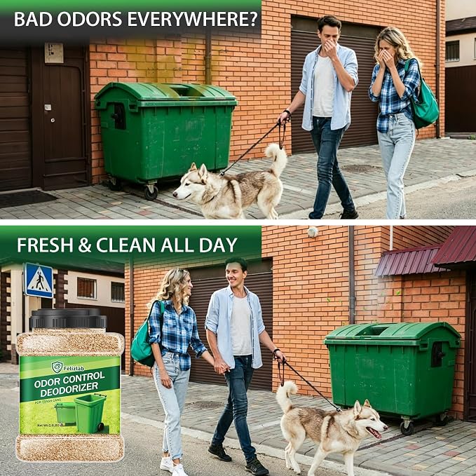 Outdoor Trash Can Deodorizer 2.6 lbs, Industrial Strength Garbage Odor Eliminator & Moisture Absorber for Trash Cans, Outdoor Waste Bins & Recycling Containers, Heavy Duty Long Lasting Odor Control