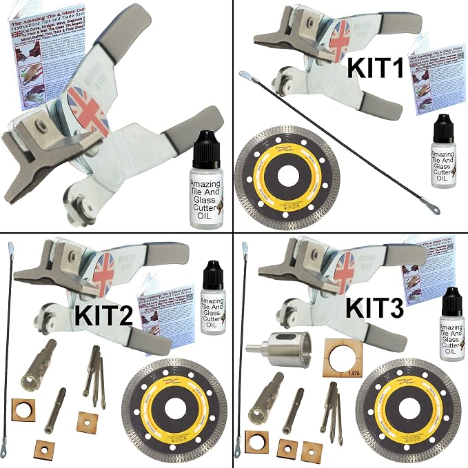 The Amazing Tile And Glass Cutter, Professional Hand Held Glass Cutter UK Made - Hand Held Tile Cutter 2-in-1 Scoring Tool and Cutting Tool, with Cutting Oil, Instructions and Online Videos