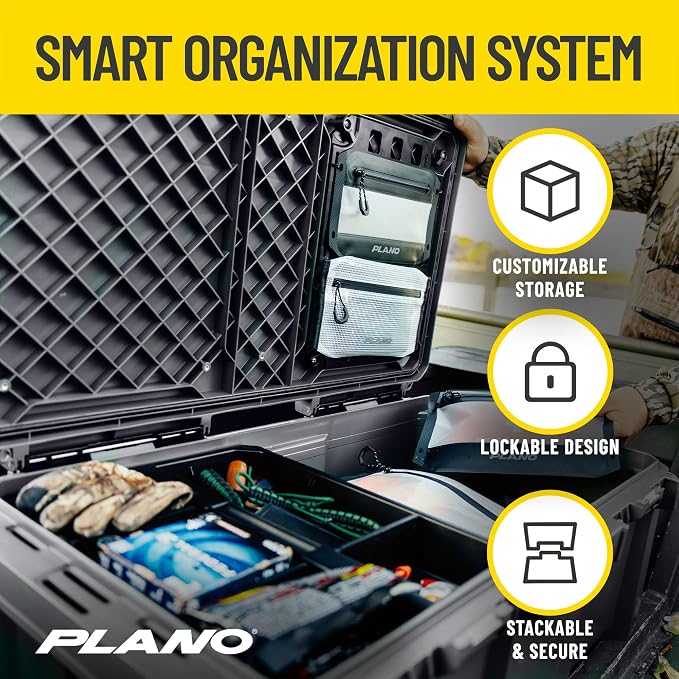 Plano GoNow Box, Waterproof Gear Storage, Heavy-Duty Outdoor Utility Container with Tray and Dividers for Tools and Accessories, Large, Olive Drab