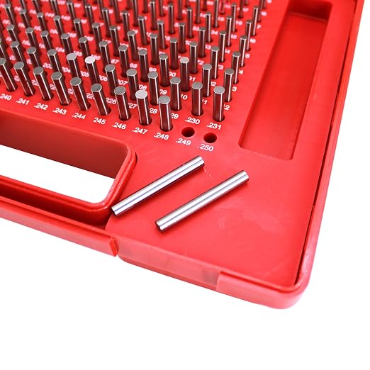 HFS(R) Pin Gage Set M1 Plus Steel Gauge with Storage Case for Carpenters and Home Improvement 190 PCS 0.061-0.250"