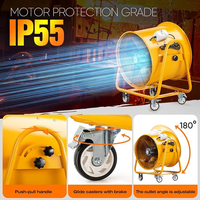 iLiving Utility High Velocity Blower, Fume Extractor, Portable Exhaust and Ventilator Fan (Utility 24")