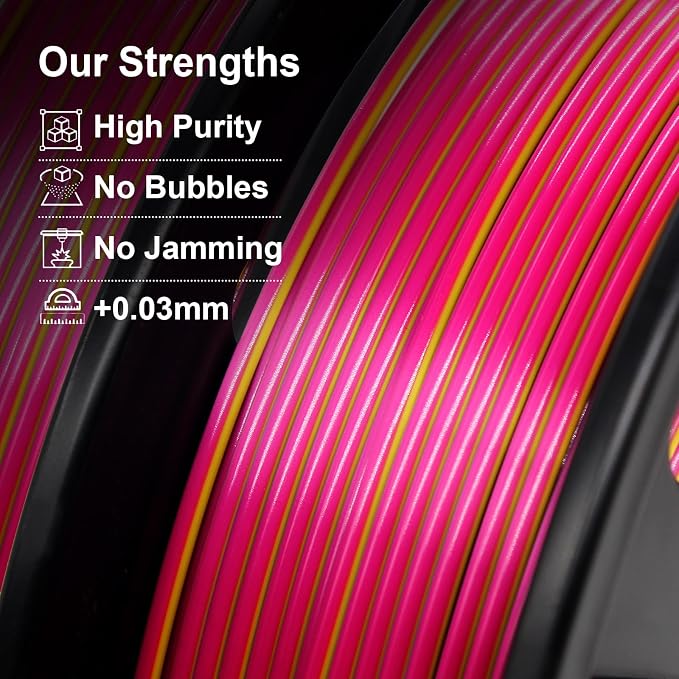 Silk PLA 3D Printer Filament Triple Color Silk PLA Filament 1.75mm 3D Printing Filament Fit Most FDM Printers, 250g Spool(0.55lbs), 3 in 1 Color Red Gold Blue