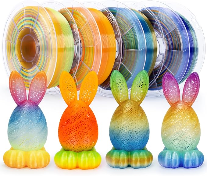 ZIRO Fast Color Changing PLA Bundle, Transluent Multicolor Filament 1.75mm, 3D Printing Material, Crystal Series 1kg x 4 Spool, Dimensional Accuracy +/-0.03mm, Fit Most 3D Printers, 4 Pack